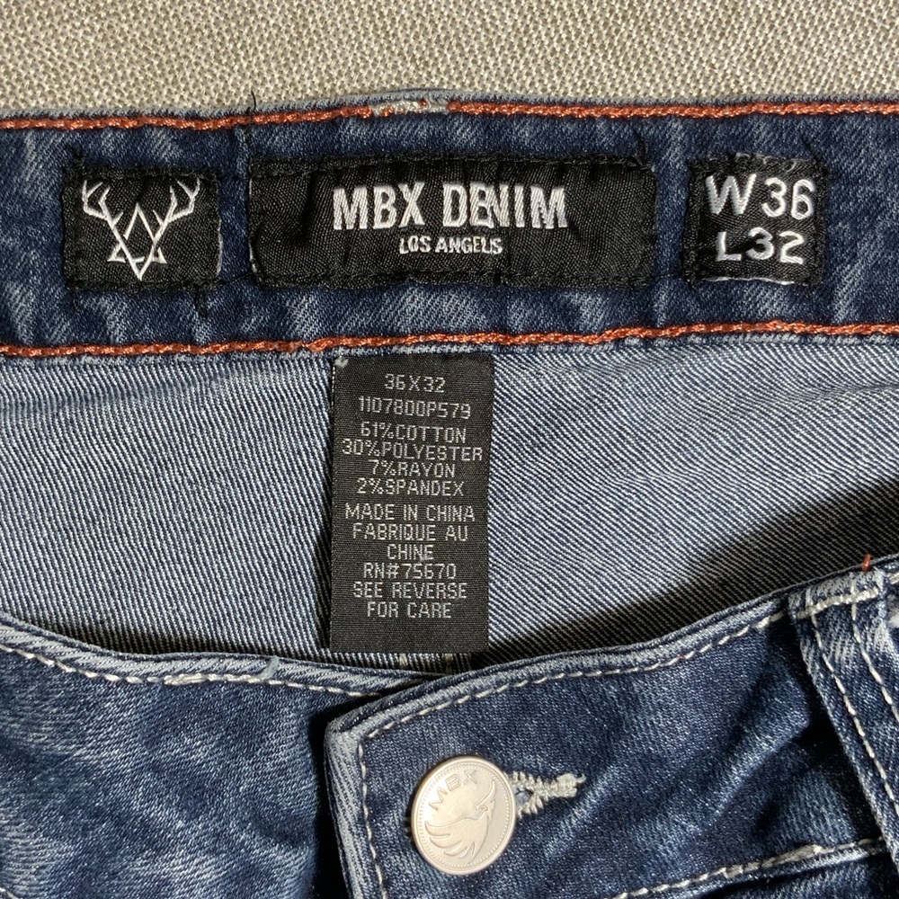 MBX Denim Dark Wash Men’s Jeans 36x32 Stretch Straight - Picture 3 of 8